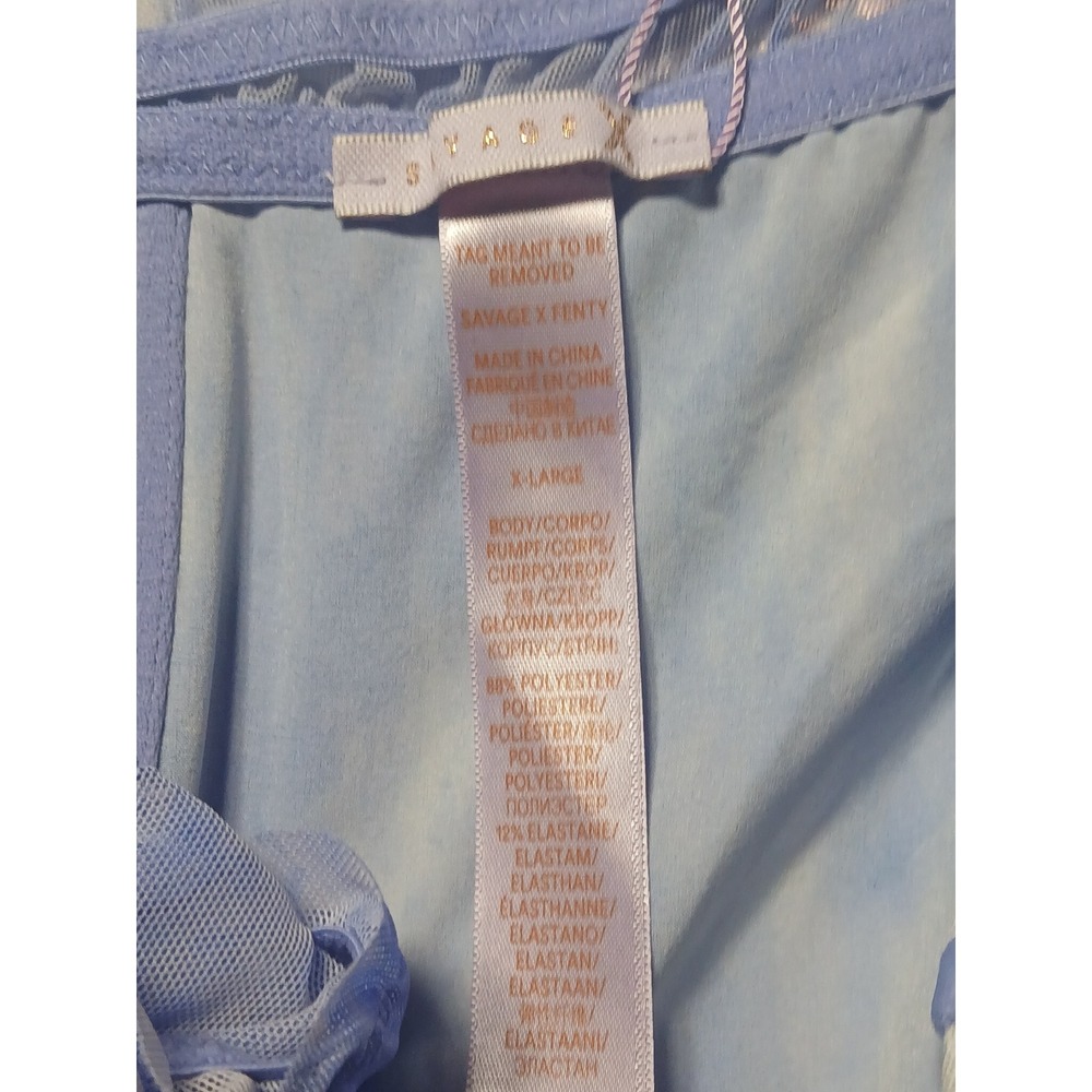 Savage X Fenty Blue Marble Lace Up Corset Mini Dress Sheer Mesh XL - Picture 9 of 13